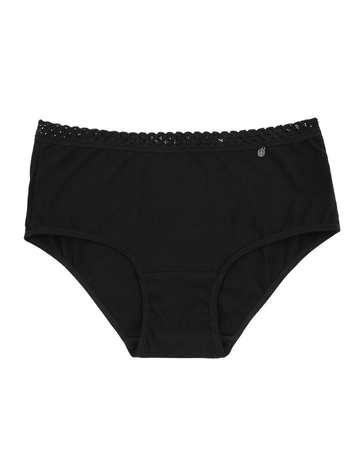 Buttermint BU501BK Black Lace Trimmed Cotton Hipsters 3 Pack myselflingerie.com